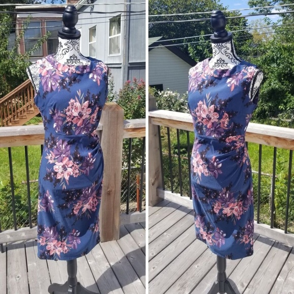 NWT Apricot Blue Floral Sleeveless Dress - Picture 2 of 8